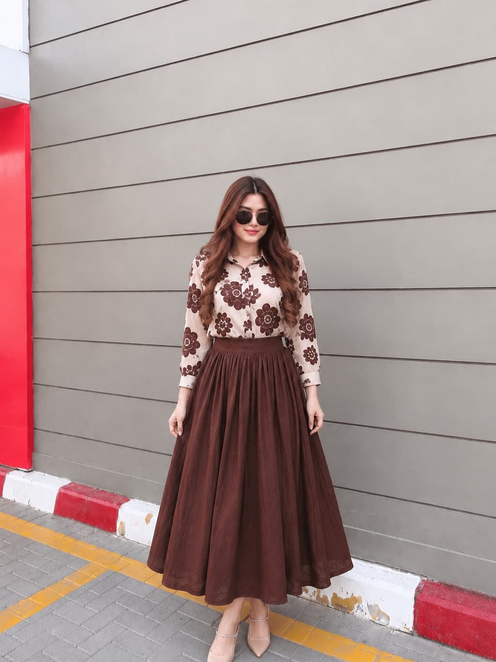 “Ema” Floral Top with Flowy White Palazzo W26